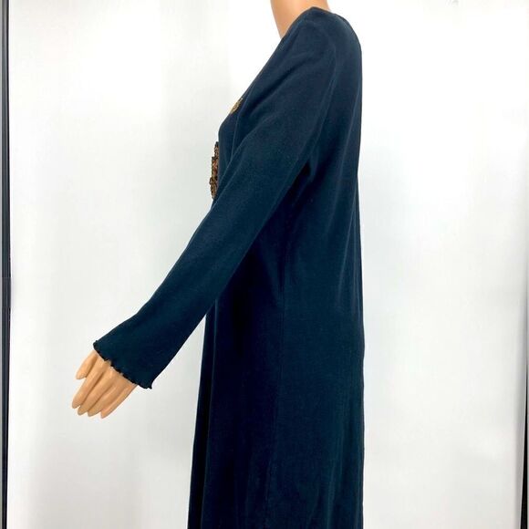 Lauren Ralph Lauren Cheetah Print Embroidered Logo RLL Black Cotton Dress Size M - Picture 3 of 5